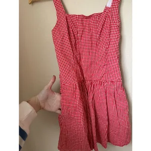 Abercrombie & Fitch The A&F Mila Drop-Waist Mini Dress Red Gingham Size XXS thumbnail 5