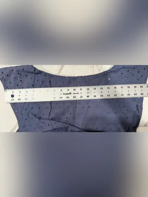 LOFT Navy Eyelet V-Neck Midi Dress‎ thumbnail 6