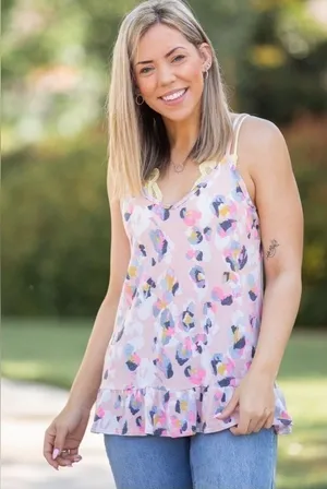 Spots of Neon Ruffled Tank thumbnail 1