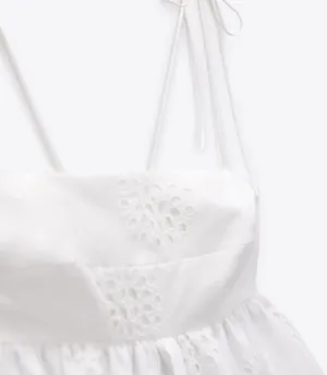 Zara dress mini crochet balloon embroidered white boho vacation casual summer thumbnail 11
