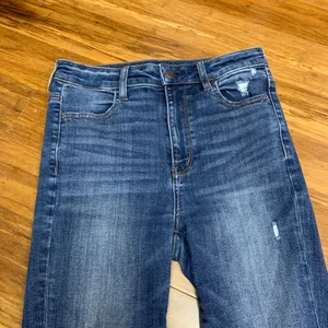 American Eagle Highest Rise Jeggings‎ Dark Wash Distressed Ripped Jeans Womens 4 thumbnail 2