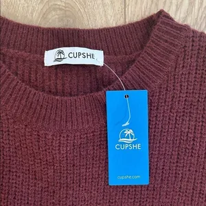 Cupshe Morning Brew Brown Mini Sweater Dress, Size Large, NWT thumbnail 9
