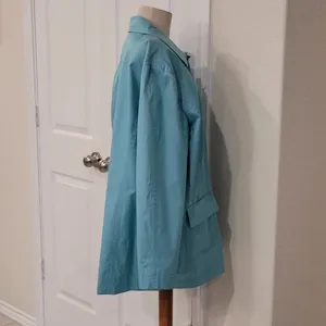Isaac Mizrahi Live Turquoise Rain Trench Jacket XL Coat A213138 QVC Blue thumbnail 4