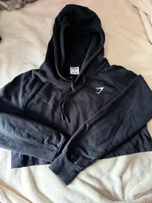 Gymshark Black Cropped Hoodie Medium thumbnail 1