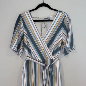 Trixxi striped vneck wide leg cropped jumpsuit thumbnail 3