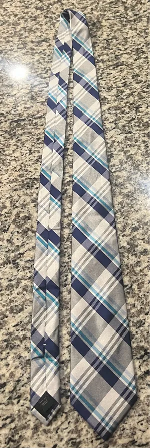 Express Men’s tie Blue & White Checkered NWOT. Business Party Holiday. thumbnail 2