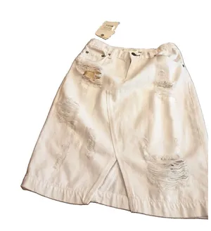 RAG & BONE White Norte Distressed Denim Skirt Size 26 thumbnail 1