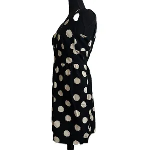 Ann Taylor Loft Black‎ Ivory Polka dot dress Sz 8 Cocktail Sleeveless Officecore thumbnail 3