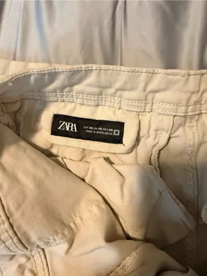 Zara Beige Cargo Ankle Pants with Utility Pockets thumbnail 4