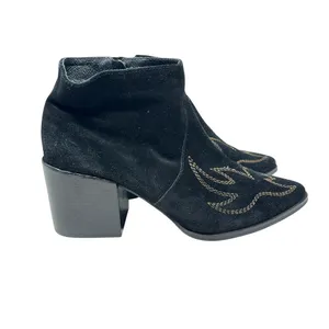 Matisse Vox Western Embroidered‎ Bootie in Black Suede Heeled Women's Size US 10 thumbnail 3