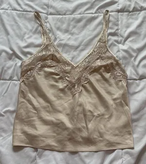 Vintage 90s Womens Small Baby Doll Cami Y2K‎ Grunge Indie Coquette Beige Sexy thumbnail 1