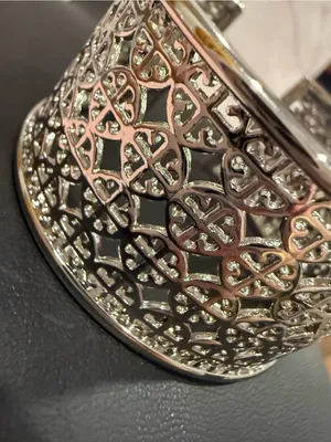 Tory Burch | Silver Plated Open Filigree Silver Cuff Bracelet | Sz SMALL thumbnail 3