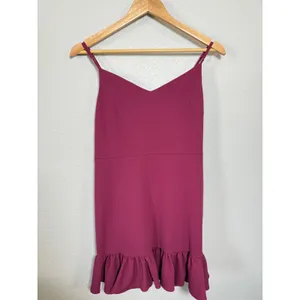 1.STATE Womens Berry Pink Ruffle Hem Mini Dress Size 6 V-Neck Spaghetti‎ Strap thumbnail 7