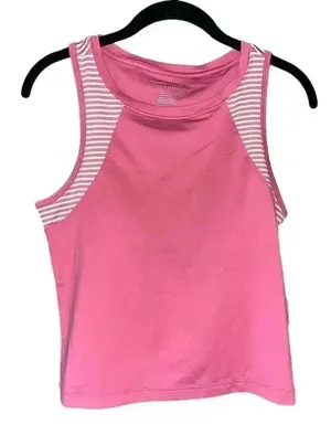 Sincerely Jules Pink Golf & Tennis Tank Top‎ Striped Accent Sporty Chic D7 thumbnail 1