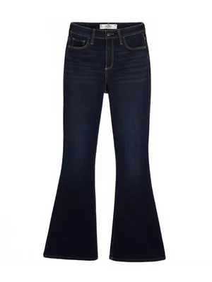 Hollister Short Curvy High-Rise Dark Wash Flare Jeans NWT Dark Wash Sz 00S / 23W thumbnail 2