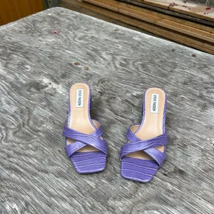 Steve Madden Women Gaia Block Heel Slide Sandals Size 6.5 Violet‎ Faux Leather thumbnail 2