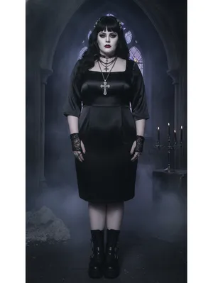New with Tags Lucky 13 Black Satin Gothic Bombshell Dress Size 1 (US Large) thumbnail 5