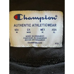 Champion‎ Sweatshirt Women Meddium Black Crew Neck Cropped Raw Hem Logo Athletic thumbnail 6