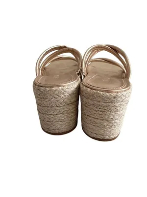 MARION PARKE Adrian Gold Leather Platform Espadrilles Sandals Size 37 / US 7 thumbnail 8