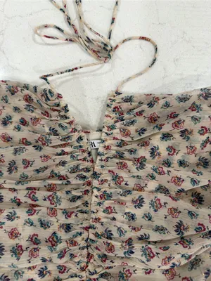 Zara Pale Floral Halter Ruched Mini Dress thumbnail 9
