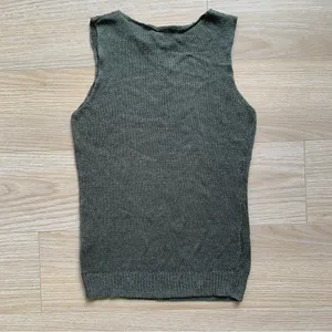 Theory Linen Blend Sleeveless Shell Sweater Green NWT Size Small thumbnail 5