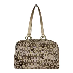 Geometric Square Tote Cosmetic Bag 3pc Set Gold‎ Bronze Metallic MCM Travel thumbnail 2