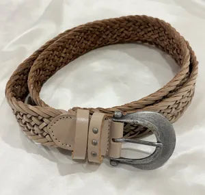 Free People We The Free Brix Belt Medium Large Oyster Braided Leather Western thumbnail 1