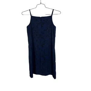 Just Kidding by La Belle Navy Blue Glitter Floral Mini Dress Size Small thumbnail 6