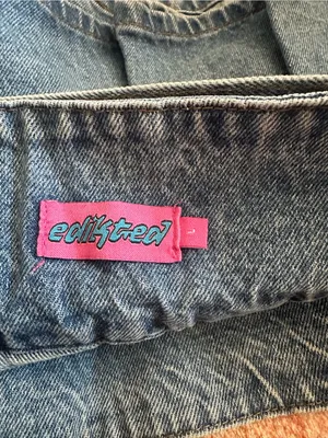 Edikted denim pleated low rise micro skirt skort preppy going out Y2K size Large thumbnail 2