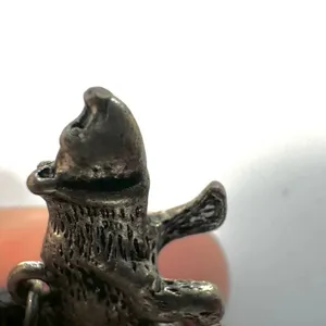 Silver tone bear pendant necklace on black cord thumbnail 9