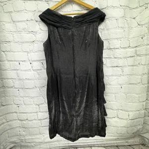 London Times Dress Size ?? Black Tiered Ruffle Sheath Cocktail Empire Waist thumbnail 3