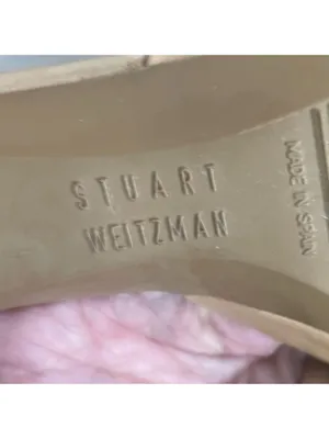 Stuart Weitzman Leather Mules Sandals open toe Beige Tan Sz 8 thumbnail 14