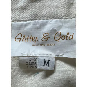 Glitter‎ & Gold Houston Cream Denim Vest Crochet Lace Grape Trim Womens Medium thumbnail 3