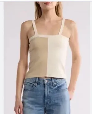 Madewell Two-Tone Camisole in Cream and Tan thumbnail 2