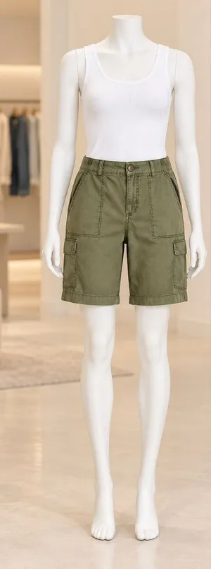 Sonoma Cargo Shorts Olive Green Utility Stretch Cotton Womens Size 10 thumbnail 1