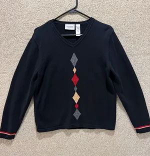 Liz Claiborne Vintage 100% cotton preppy knit sweater LizGolf‎ country club bookish classic thumbnail 1