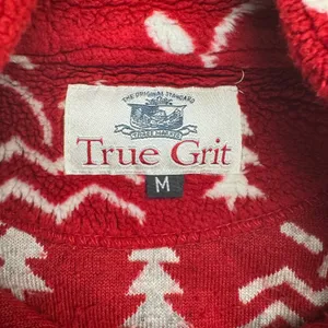 True Grit Fleece Button Up Shirt Women's Size‎ Medium Red Nature Print thumbnail 3