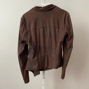 BNCI by Blanc Noir Moody Shabby Chic Moto Asymmetric Faux Suede Drape‎ Jacket M Brown thumbnail 6