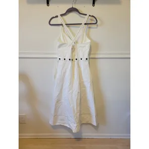 Rent the runway sz 4 proenza schouler solid white zipper down front sundress thumbnail 5