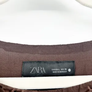 Zara Womens Brown Tiered Ruffle Raw Hem Avant Garde Boho Midi‎ Dress Size L thumbnail 5