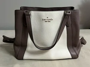 Kate Spade Jackson Medium Satchel Brown/White Colorblock Bag thumbnail 1