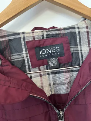 Jones New York Maroon Rain Parka Pocket Jacket Medium thumbnail 2