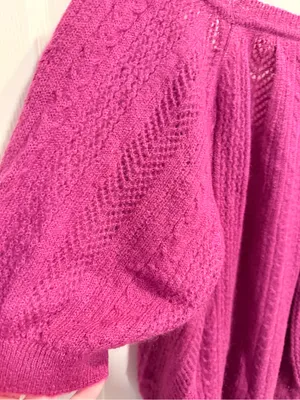 Express Magenta Short Sleeve Knit Mohair Wool Blend Scoop Neck Sweater thumbnail 7