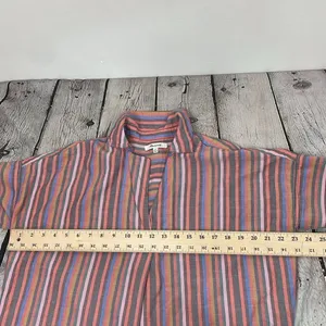 Madewell Womens Courier Button Back Shirt Rainbow Stripe Oversized size XS thumbnail 10