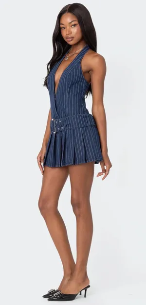 Pinstripe Denim Romper thumbnail 3