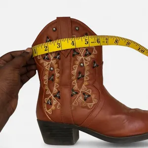 Brown western cowboy cowgirl ankle Chelsea pointy toe boots faux leather western concert festival indie boho country chic grunge vibe silver tone stud Size US 6 thumbnail 6
