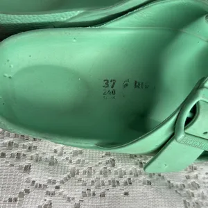 Birkenstock green rubber two strap slip on sandals sz 7 (37) thumbnail 5