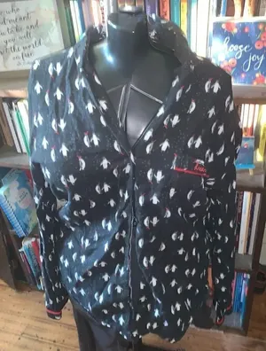 Victoria’s Secret tuxedo penguins flannel button down pj shirt thumbnail 1