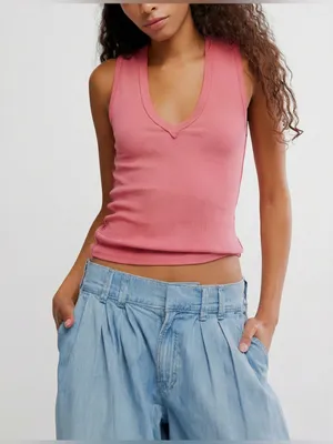 NWOT Free People We The Free Neria Tank - vintage rosey - rose pink - medium thumbnail 3
