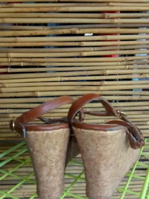 Bongo 6 Naeve Oreo Summer Cage Braided Cork Wedgies in Brown thumbnail 4